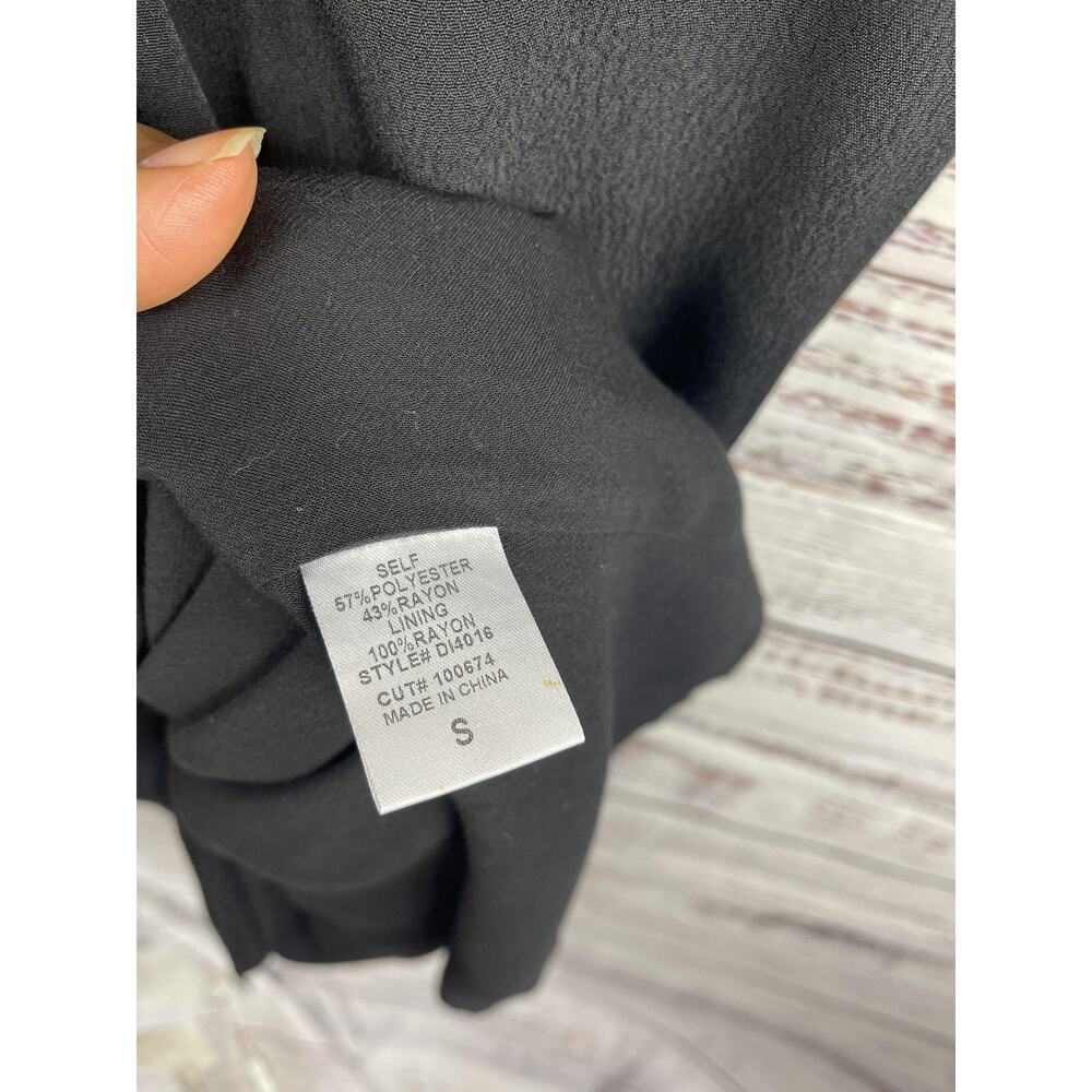 LBLC The Label Dress Women's Small Black Cutout Back Puff Sleeve Maxi Side Slit - Picture 9 of 14